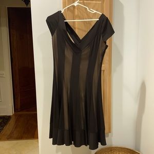Cocktail/party dress. Translucent black with tan lining